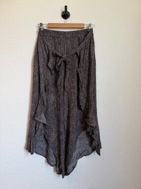 Brown Boho Festival Skirt Overlay Pants Capri Gaucho Harem XL